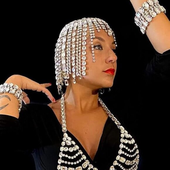 Rhinestone Headpiece Cap